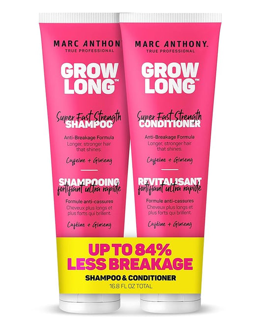 Marc Anthony Shampoo and Conditioner Gift Set, Grow Long Biotin - Anti-Frizz Deep Conditioner For Split Ends & Breakage - Vitamin E, Caffeine & Ginseng for Curly, Dry & Damaged Hair
