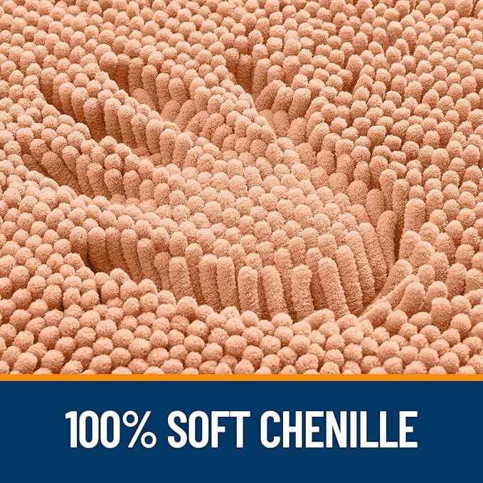 OLANLY Large Bathroom Rugs 70x46, Extra Soft Absorbent Chenille Bath Rugs, Rubber Backing Quick Dry, Machine Washable Bath Mats for Bathroom Floor, Tub and Shower, Home Decor Accessories, Peach