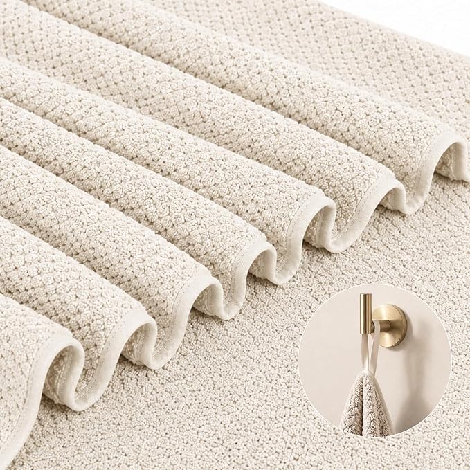 Oversize Bath Towels for Bathroom 35x70 Inches, 4-Piece Bathroom Set (1 Bath Towel, 1 Hair Towel, 1 Hand Towel, 1 Washcloth) Towels for Bathroom Set Soft and Absorbent Shower Towels Khaki