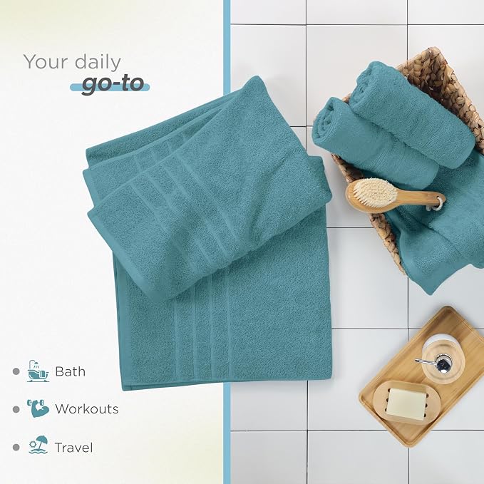 Martex 2-Pack Ultimate Performance Bath Sheet Set, Larkspur Teal, 33" x 65" | 100% Cotton, Extra Large Bath Towels, Super Absorbent, Low-Linting, Supersoft