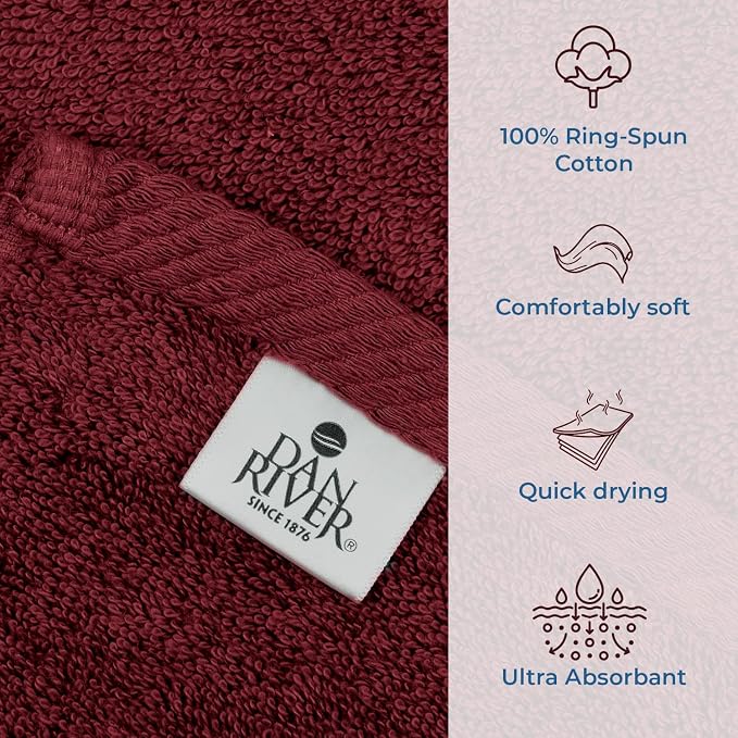 DAN RIVER Pack of 1 Jumbo Bath Sheet 40x80 Inches, Oversized Bath Towels, Soft and Absorbent Extra Large Towels for Bathroom - Pomegranate