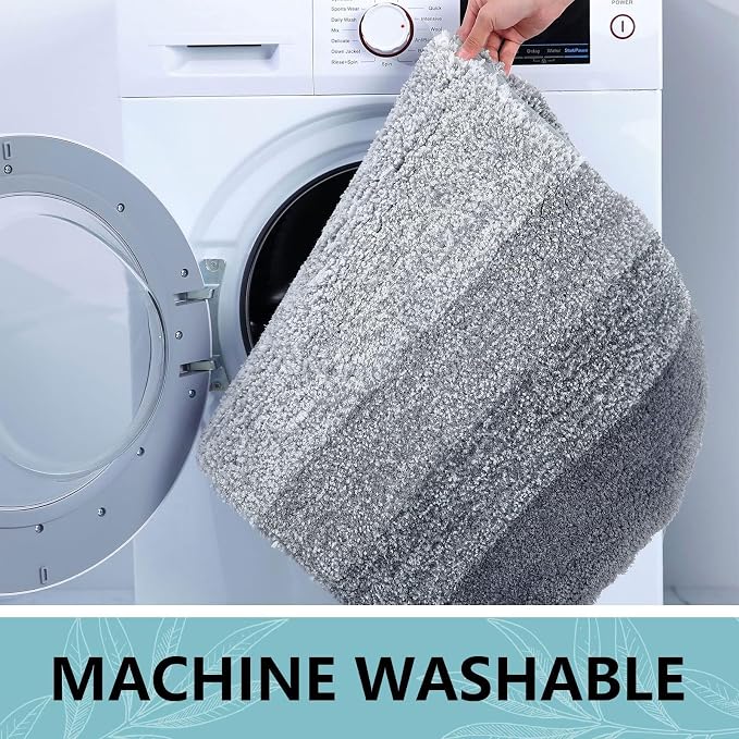 Arotive Microfiber Bathroom Rugs, Shaggy Soft and Absorbent Bath Rug, Thick Plush Machine Washable Dry Bath Mats for Bathroom, Tub and Shower, 70x24, Grey, Rectangular