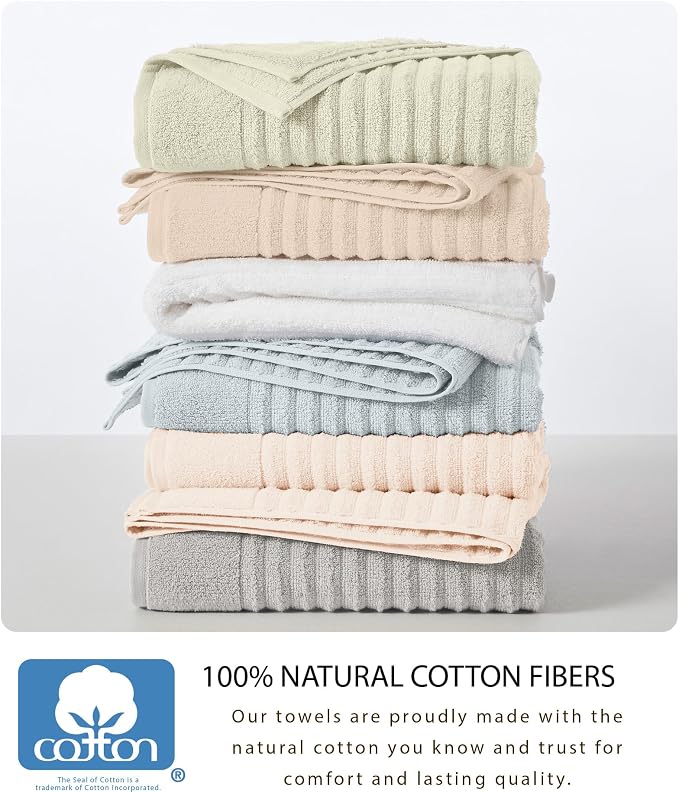 Great Bay Home 6 Pack Hand Towel Set - 100% Cotton Towels - Absorbent & Quick-Dry Towels for Bathroom (White)