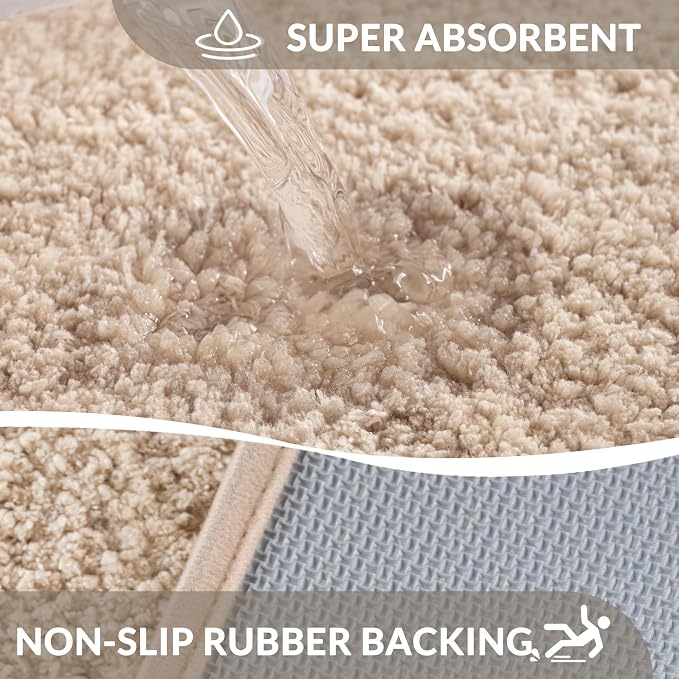 Exclusivo Mezcla Bathroom Rugs Mat 24x70, Extra Soft Non Slip Absorbent Microfiber Bath Rugs, Machine Washable Quick Dry Bath Mats for Bathroom Floor, Shower, Home Decor, Solid Camel