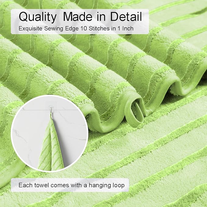 Mistyrose Bath Towels,8 Pack Large Bath Towels Set Super Absorbent Microfiber Bath Sheets-2 Oversized Bath Sheets 2 Hand Towels 4 Washcloths for Family Hotel Spa Gym(Fruit Green
