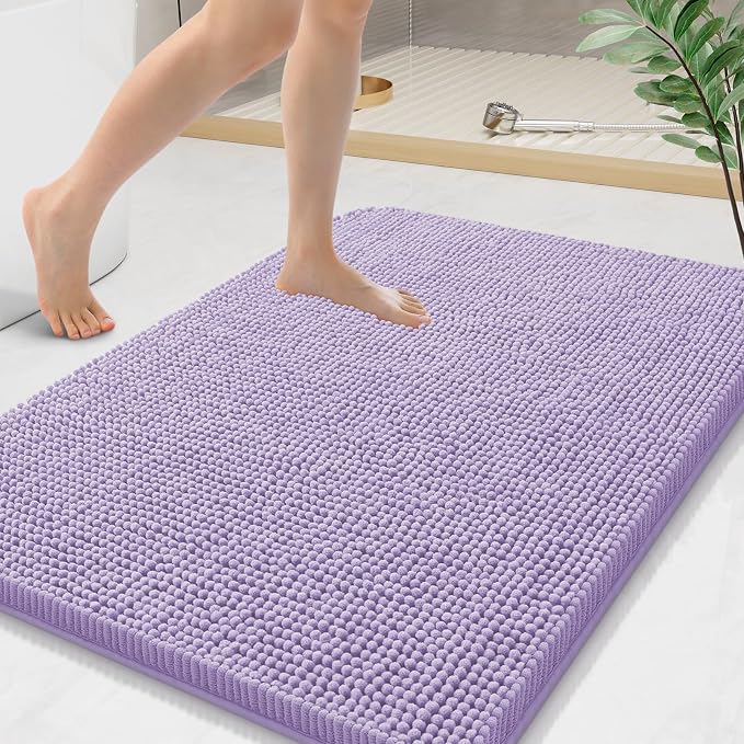 Arotive Bathroom Rugs 36x24, Extra Soft Absorbent Shaggy Chenille Bath Rugs, Machine Washable Rubber Backing Bath Mats for Bathroom Floor Tub and Shower, Home Decor Accessories,Lavender