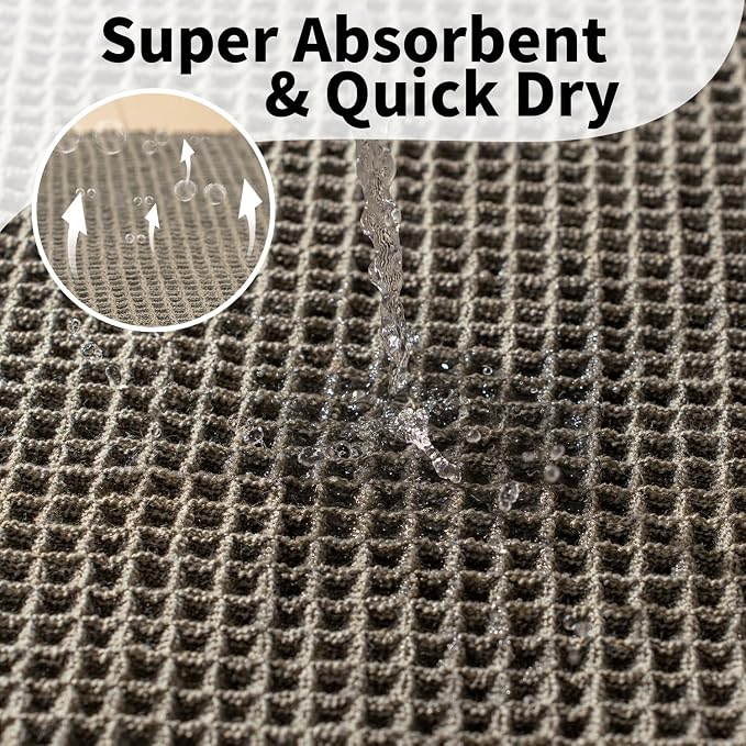 Waffle Bath Mat - Boho Bathroom Rugs Non Slip Washable, Super Absorbent & Quick Dry, Soft Bath Mat Farmhouse Bathroom Decor, 20'' x 32'', Olive Green