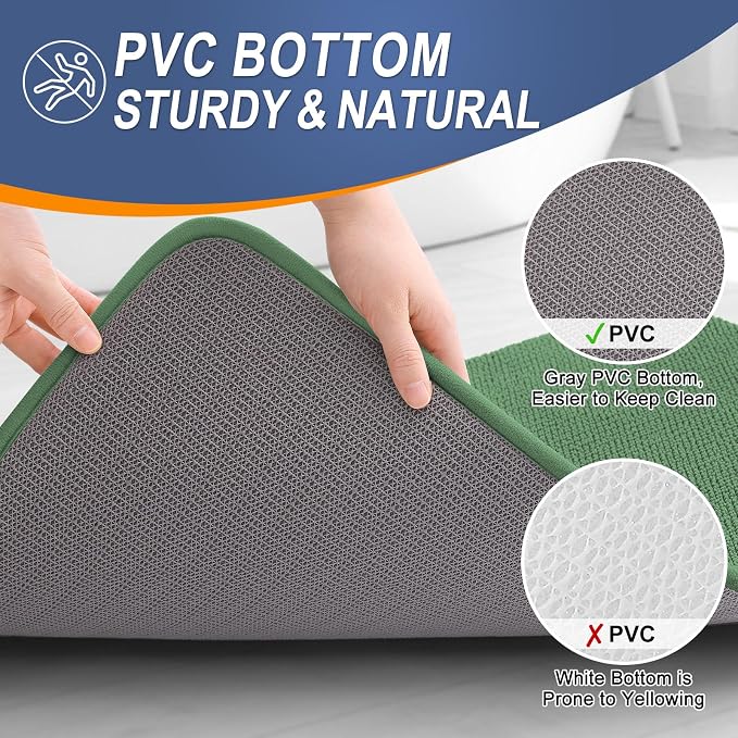 OLANLY Thick Memory Foam Bathroom Runner Rugs 47x20, Extra Soft Absorbent Long Bath Mats, Quick Dry, Non-Slip, Machine Washable Mats for Bathroom, Tub and Shower, Home Decor Accessories, Olive Green