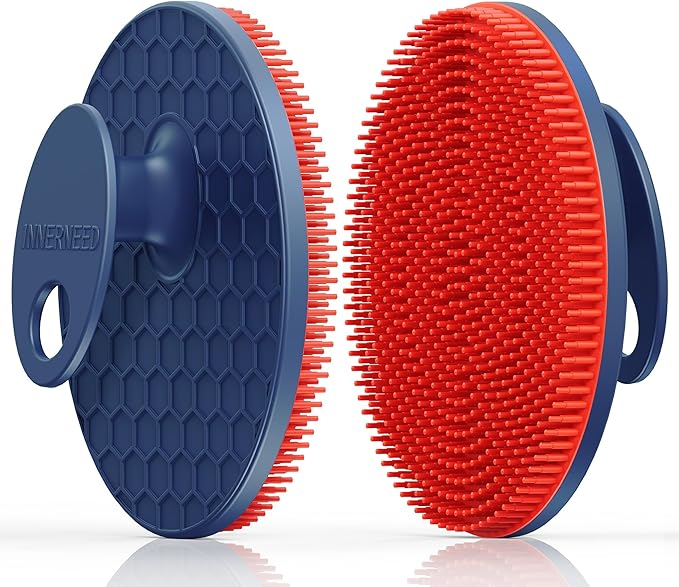 INNERNEED Magnetic Silicone Body Scrubber, Hygienic Shower Brush, Red | Gentle Exfoliating & Deep Cleansing Body Brush for Daily Shower, Skin Vitality