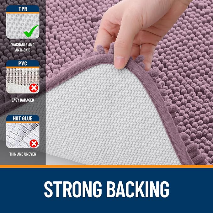 OLANLY Large Bathroom Rugs 44x32, Extra Soft Absorbent Chenille Bath Rugs, Rubber Backing Quick Dry, Machine Washable Bath Mats for Bathroom Floor, Tub and Shower, Home Decor Accessories, Deep Plum
