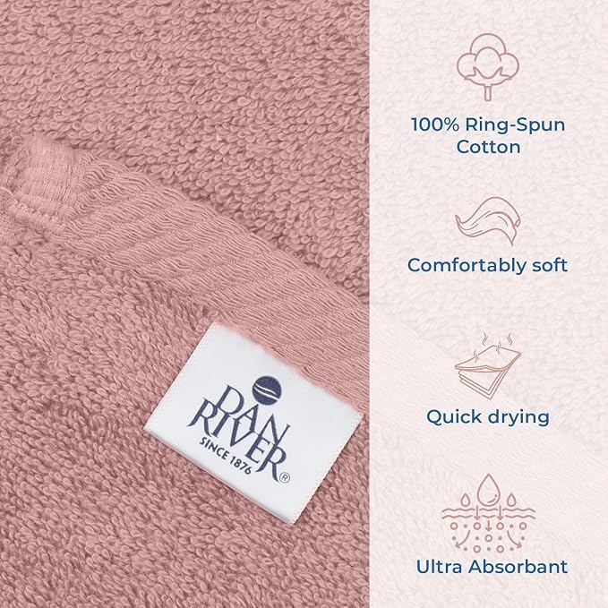DAN RIVER Pack of 1 Jumbo Bath Sheet 40x80 Inches, Oversized Towels for Adults, Quick Dry Plush Bath Towels - Dusty Rose