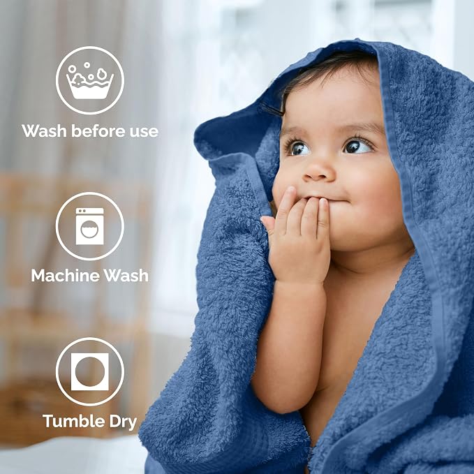 Martex Easy Living Everyday 6-Piece Bathroom Towel Set, Blue | 2 Bath Towels, 2 Hand Towels, 2 Wash Cloths, 100% Cotton, Soft, Quick-Dry