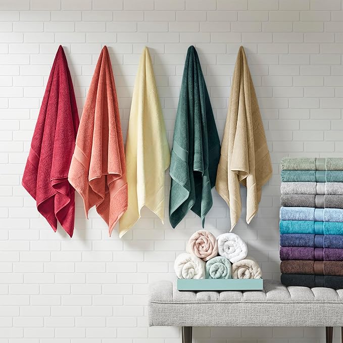 Madison Park 800GSM Bathroom Towel Set of 8 100% Cotton Bath Towel Set for Bathroom Luxurious Highly Absorbent 2 Bath Towels 2 Hand Towels 4 Washcloths Quick Dry Spa Quality Seafoam