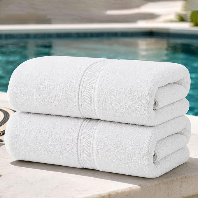 Terry Bath Sheet Set of 6 White Bath Towels Set 35x70 Inches, 100 Combed Long Staple Cotton 600 GSM Highly Absorbent Ultra Soft Oversized Large Luxury Hotel & Spa Quality Bathroom Towels Set