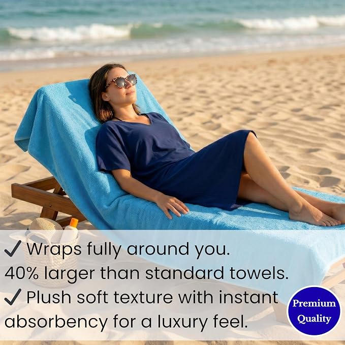SALBAKOS Luxury 100% Turkish Cotton 40x80 in Extra Large Beach & Bath Towels | Oversized Bath Sheets | Premium Hotel Quality Thick Soft Absorbent Turkish Towel (Pack of 1, Aqua, Jumbo Bath Sheet)