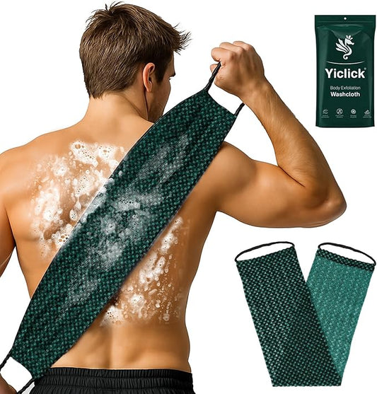 Yiclick Dual-Textured Exfoliating Washcloth Towel - Back Scrubber for Use in Shower Bath, Exfoliating Body Scrubber Exfoliator, Japanese Exfoliate Loofah Lufa Sponge Wash Cloth for Women Men