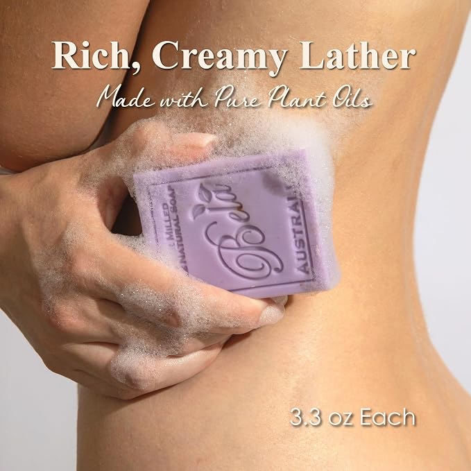 BELA Triple Milled Soap Variety Pack 3.3 OZ Pack of 12, Long Lasting French Triple Milled Bar Soap with Organic Shea Butter, Hand, Face and Body Soap Bar, Made in Australia