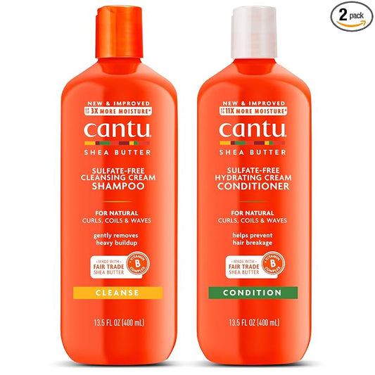 Cantu Shampoo & Conditioner with Shea Butter for Natural Hair, 13.5 fl oz (Pack of 2)
