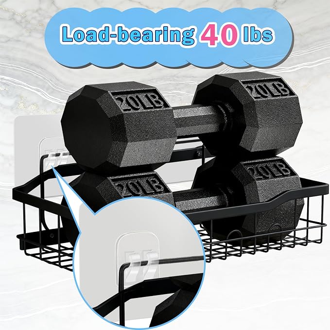18 Pack Shower Caddy Adhesive Replacement, 1/2/3 Hooks Set Thick Bath Toy Storage Organizer Hook, Waterproof Shower Shelf Adhesive Sticker Strips for Kitchen Racks, Shower Basket & Soap Holder
