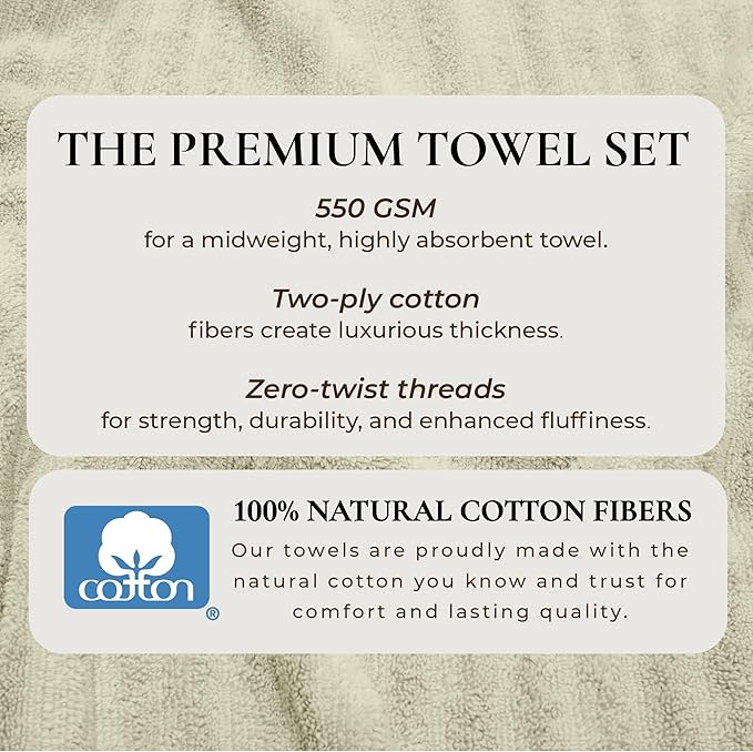 Great Bay Home 6 Pack Hand Towel Set - 100% Cotton Towels - Absorbent & Quick-Dry Towels for Bathroom (Sage Green)