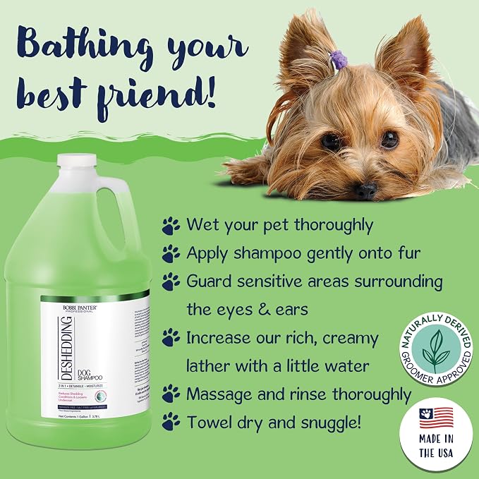 Bobbi Panter Deodorizing Dog Shampoo Chamomile & Plant-Based Deodorizers – Degreasing Natural Formula for Strong Odors, Fresh Clean Scent, Tear-Free, 25:1 Concentrate, Made in USA, 1 Gallon