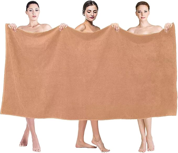 Oversized Microfiber Bath Towels (Bath Sheets), 2 Pack (32 x 71 Inch), Extra Large Super Absorbent, Quick Fast Dry, Soft Eco-Friendly Towels for Body, Bathroom, Travel (2PCS Camel)