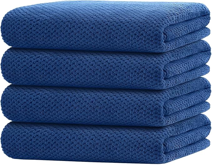 HOMEXCEL Bath Towel Set Pack of 4, 30 x 60 Inches Large Microfiber Bath Towels, Soft, Absorbent, and Quick Dry Towels for Bathroom, Pool, Beach, Swim, and Yoga, Large Bathroom Towels, Blue