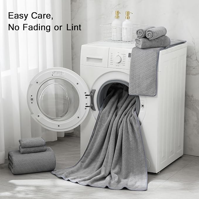 Hailea Grey Hand Towels Set 16x31 Inches,Soft Microfibers Bathroom Towel Set 2 Pack,Highly Absorbent Quick Dry Luxury Towel Hotel Spa Gym Hand Towel Collection for Bathroom