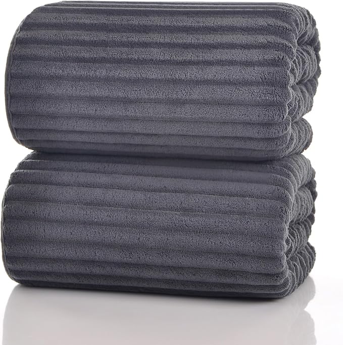 ZVH 2 Pack Extra Large Bath Sheets, 35"x70" Microfiber Quick Dry Absorbent | Dark Grey Ultra Soft Highly Absorbent Bath Towels with Hanging Loops, Machine Washable, Great for Bathroom Spa Pool Hotel Use