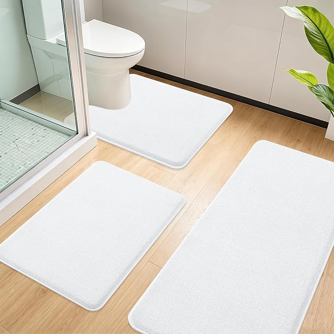 Smiry Memory Foam Toilet Rugs U Shaped 24x20, Extra Soft Bathroom Rug, Ultra Absorbent, Quick Dry, Machine Washable Contoured Bath Mat for Toilet, White