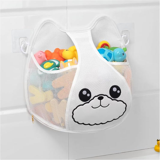Austion Bath Toy Storage 3.2-Gallon Hanging Bath Toy Holder for Kids‘ Bath Tub – Zippered, Quick-Drying and Machine-Washable Bathroom Organizer