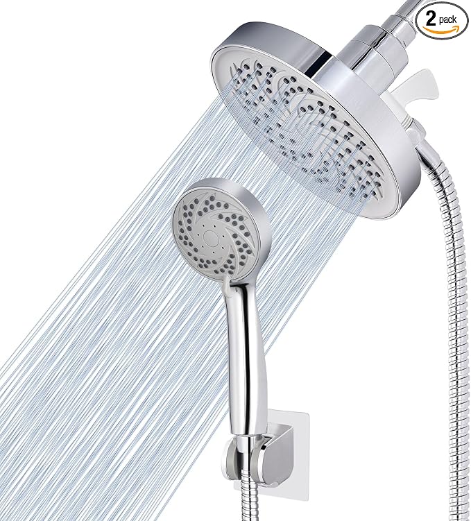 Rain Shower Head with Handheld, High Pressure Rainfall Showerhead and 3 Settings Hand held Spray Combo with Detachable Hose (Chrome)