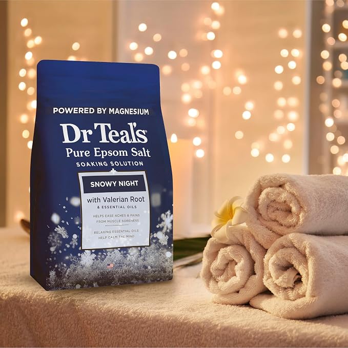 Dr Teal's Epsom Salt Magnesium Soak, Snowy Night, 3 lbs (Pack of 2)