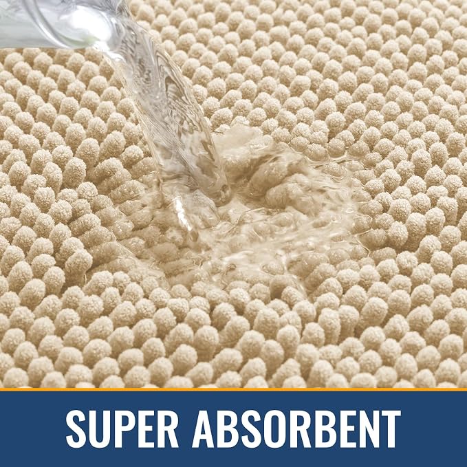 Arotive Bathroom Rugs 70x24, Extra Soft Absorbent Shaggy Chenille Bath Rugs, Machine Washable Rubber Backing Bath Mats for Bathroom Floor Tub and Shower, Home Decor Accessories, Beige