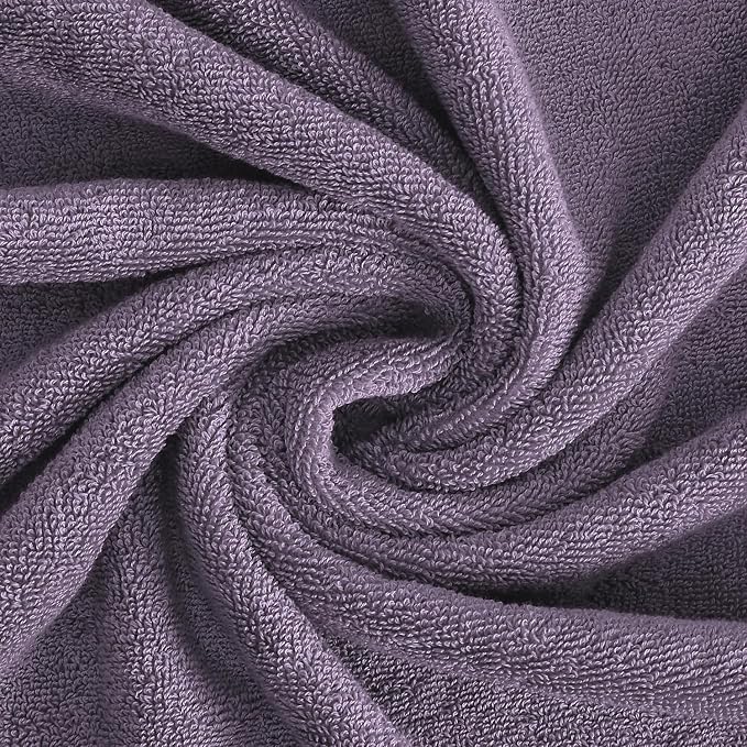 Feather & Stitch 100% Cotton Bath Towel Set of 6, 625 GSM Ultra Soft Highly Absorbent 2 Bath Towels, 2 Hand Towels & 2 Washcloth - Luxury Quick Dry Shower Towels. (Charcoal)