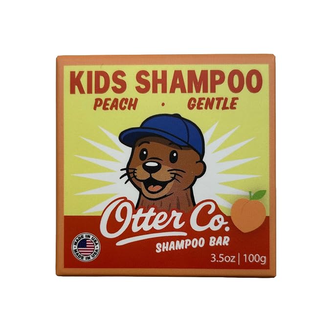 Otter co. Kids Gentle Peach Shampoo Bar – Tear Free Shampoo – Sulfate Free & Non Toxic – Made with Organic Ingredients – Vegan, Cruelty Free, Natural & Hydrating for All Hair, Made in USA