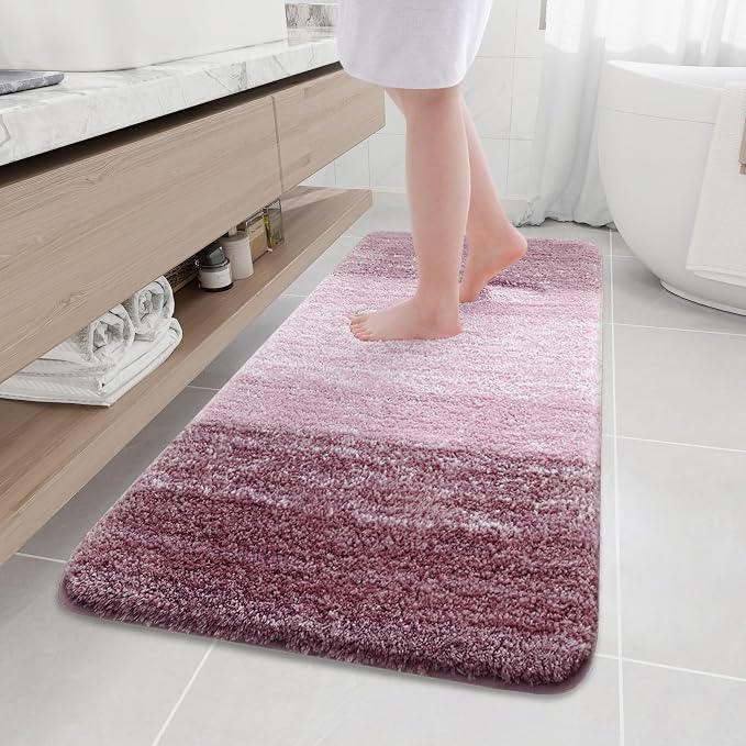 Arotive Microfiber Bathroom Rugs, Shaggy Soft and Absorbent Bath Rug, Thick Plush Machine Washable Dry Bath Mats for Bathroom, Tub and Shower, 59x24, Mauve, Rectangular