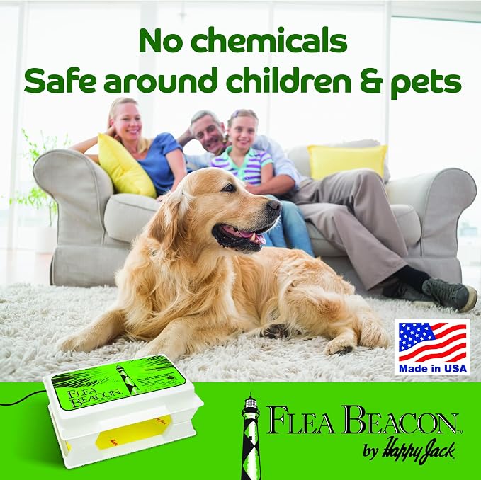 Happy Jack Flea Beacon Indoor Flea Trap, Made in USA | Attracts & Traps Indoor Bugs, Breaks Breeding Cycle Before Adults Lay Eggs, Safe, Fast, & Clean, Made in USA