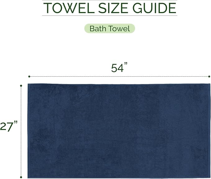 Elegant Comfort Three Line Popcorn Towel Set for Bathroom 27 x 54 inches, Premium Hotel Quality 2-Pack Bath Towels, 100% Turkish Cotton, Soft and Durable, Quick Dry and Highly Absorbent, Navy Blue