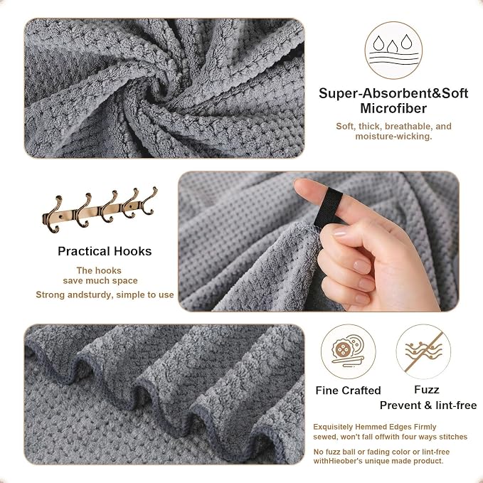 2 Pack Bath Towel Set, Lightweight Waffle Bath Towel Set, Microfiber Super Soft Highly Absorbent, Sturdy Quick Drying Towels for Bathroom, Gym, Sports, Yoga (2 Piece 27" x 55", Light Grey)