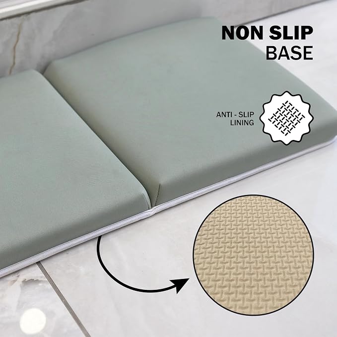 Baby Bath Kneeler & Elbow Rest Pad Set – Extra Thick 1.5” Cushion, Non-Slip Mat with Quick-Dry Cover & Storage Pockets