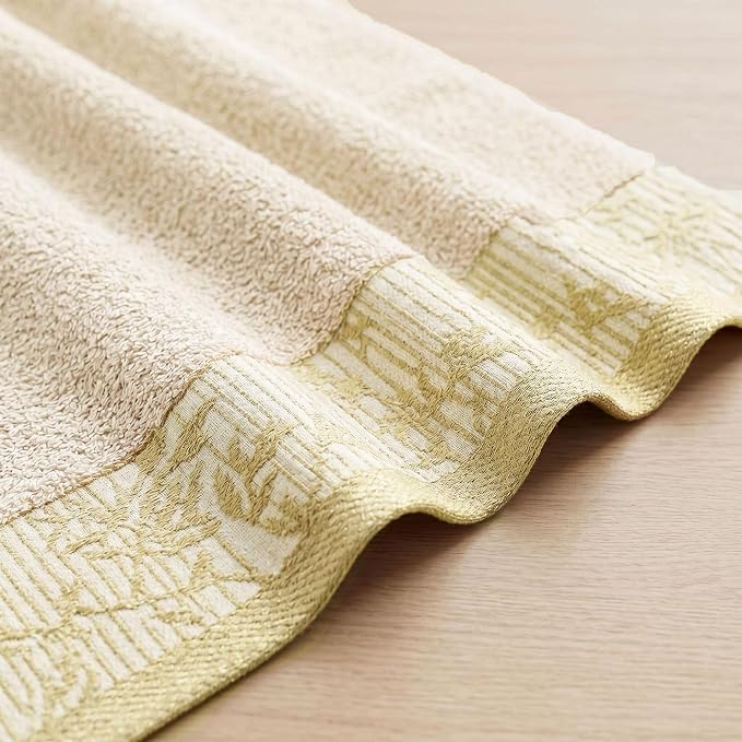 Superior Floral Jaquard Cotton Bathroom Towels, 3pc Towel Set, Ivory | Soft Absorbent Quick Dry Terry Weave, Hotel Quality, Wisteria Towels Includes 1 Bath Towel, 1 Hand Towel, 1 Face Washcloth