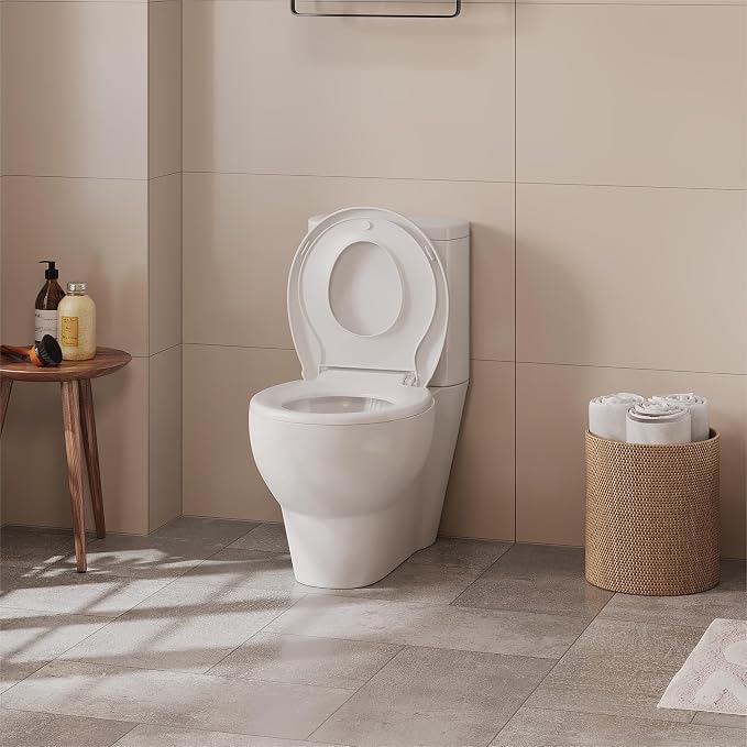 Round Toilet Seat with Toddler Seat, PP Quick Release Potty Training Toilet Seat Cover, White 2-in-1 Design for Children & Adult Toilets