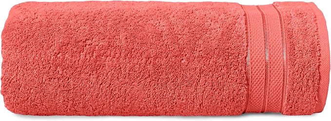 Elegant Comfort Three Line Popcorn Towel Set for Bathroom 35 x 70 inches, Premium Hotel Quality 1-Pack Jumbo Towels, 100% Turkish Cotton, Soft and Durable, Quick Dry and Highly Absorbent, Coral