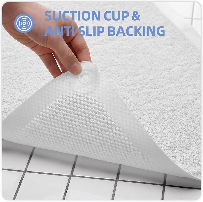 Upgraded Anti Slip Shower Mat with Suction Cups,Loofah Bath Mat for Tub | Comfortable,Strong Grip Suction Cups, Quick Dry, Easy Drainage, Easy to Clean,Inside Shower,Shower Accessories