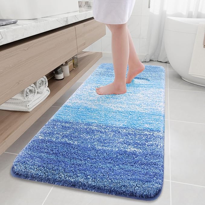 Arotive Microfiber Bathroom Rugs, Shaggy Soft and Absorbent Bath Rug, Thick Plush Machine Washable Dry Bath Mats for Bathroom, Tub and Shower, 70x24, Light Royal Blue, Rectangular