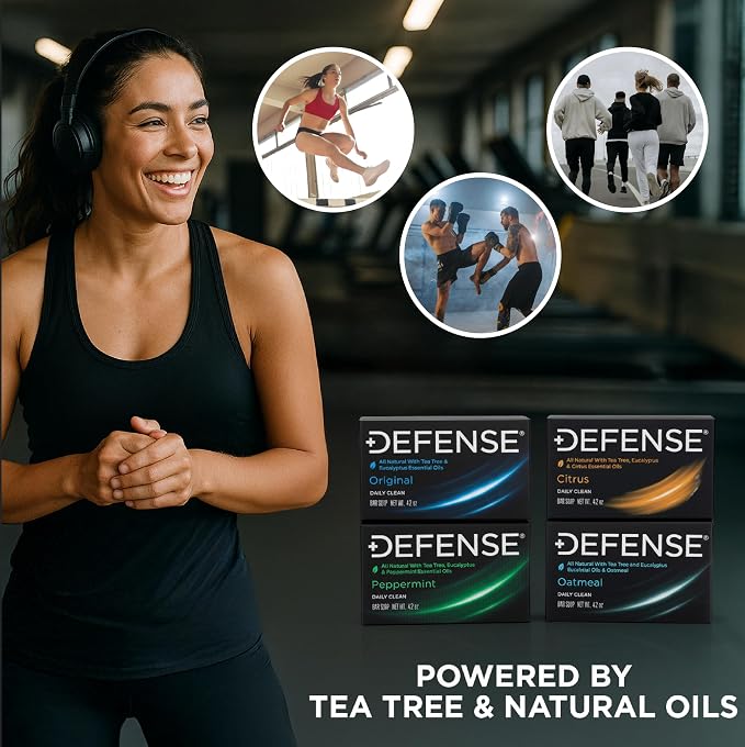 Defense Soap All Natural Original Bar Soap 3-Pack (Daily Clean) – Tea Tree & Eucalyptus Oil – Wrestling & Post Workout Hygiene for Athletes – 4.2 oz Each