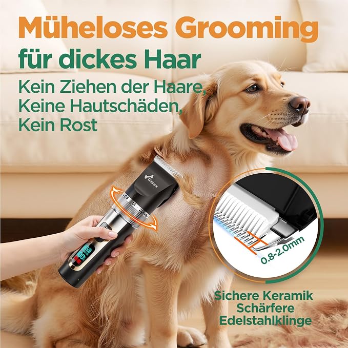 Gimars 4 in 1 Dog Grooming Clippers with Small Trimmer, 7000RPM High-Power 4-Speed Quiet Pet Shaver (≤55dB), Cordless Rechargeable Dog Hair Clippers for Thick Coats with Scissors, Comb & USB