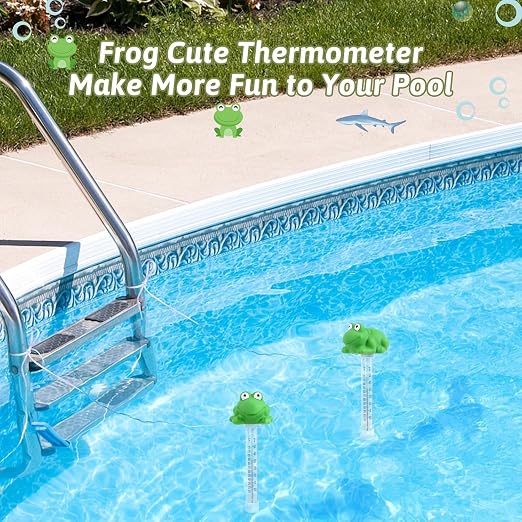 Floating Pool Thermometer, Large Display with String Easy to Read, Shatter Resistant, Water Temperature Thermometer for Outdoor & Indoor Swimming Pools, Spas, Hot Tubs,Ice Bath & Aquariums (Frog)