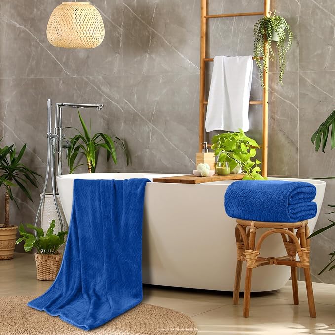 SmoothNovelty 4 Pack Bath Sheets 40 x 80 Inch Oversized Jumbo Extra Large Towels Quick Dry Coral Fleece Absorbent Soft Lightweight XL Shower Towels for Home Gym Travel Beach Spa Pool Hotel (Navy Blue)